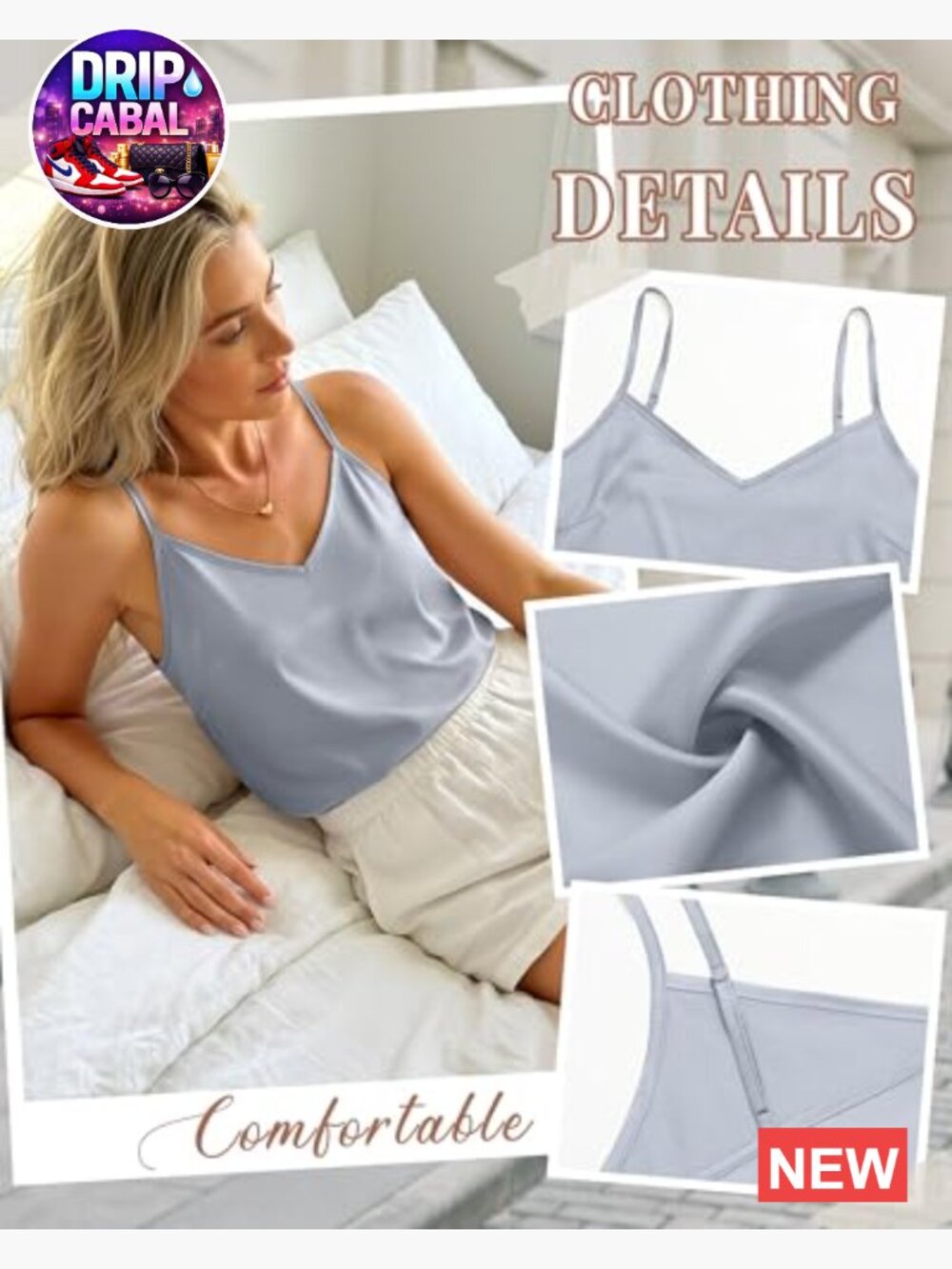 3 Pack Silk Satin V Neck Adjustable Spaghetti Strap Tank Cami Tops Sleeveless - Picture 3 of 7